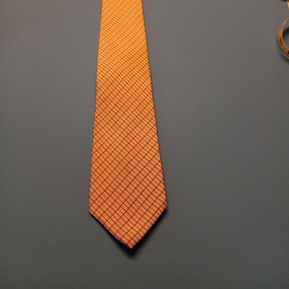 Tommy Hilifiger Silk Golden color Blue and  Black stripe Tie - Picture 1 of 7